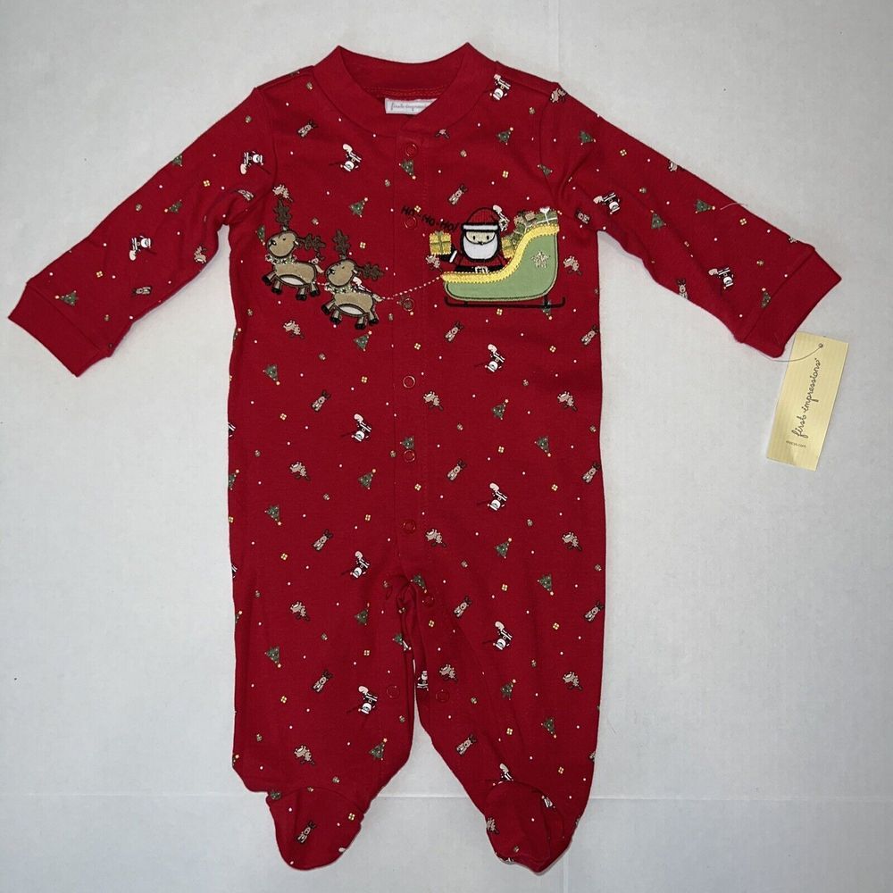 First Impressions‎ Baby Boy Girl Christmas one piece Romper PJ 0-3 Months NEW